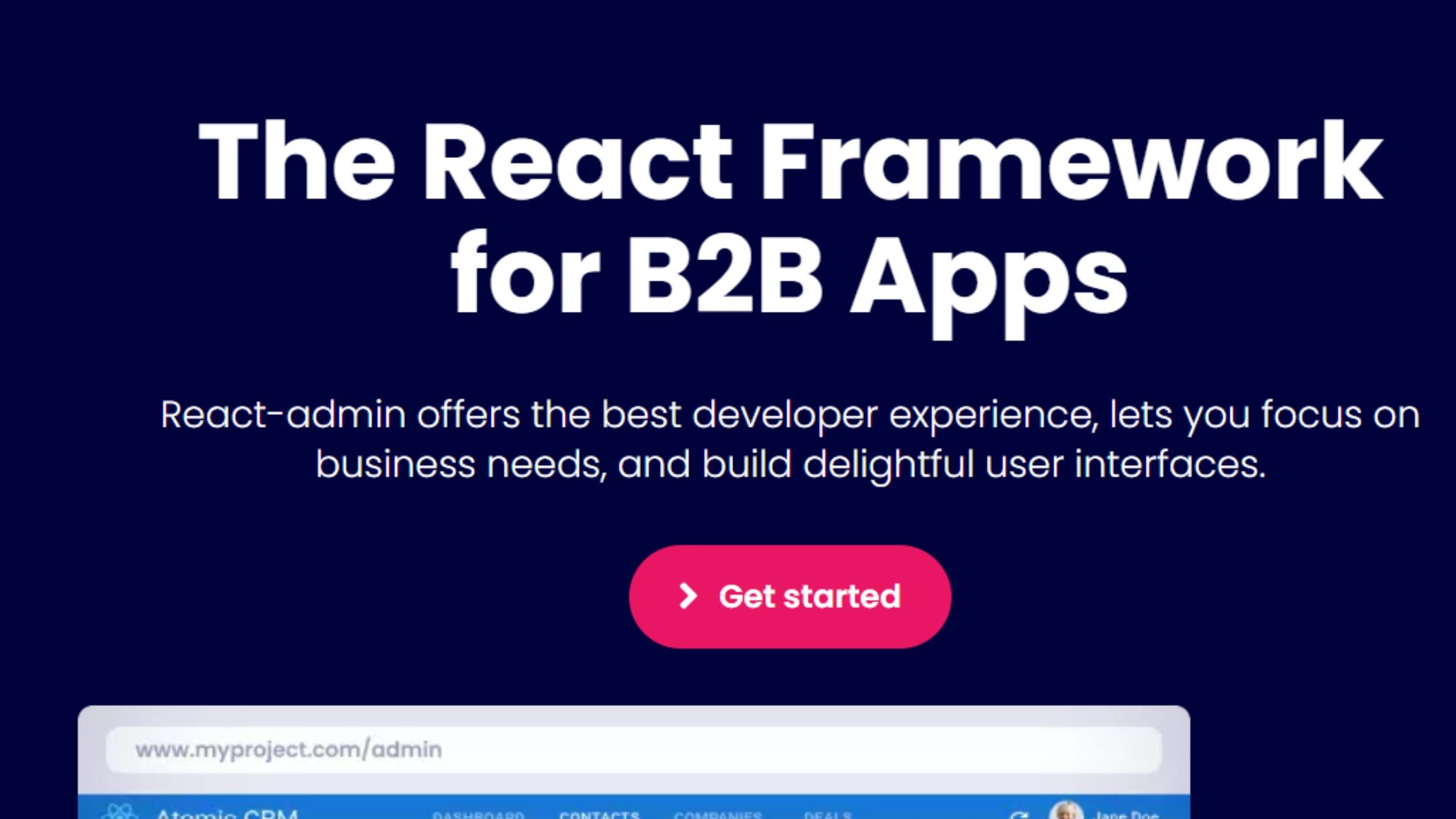 React-Admin landing page hero section
