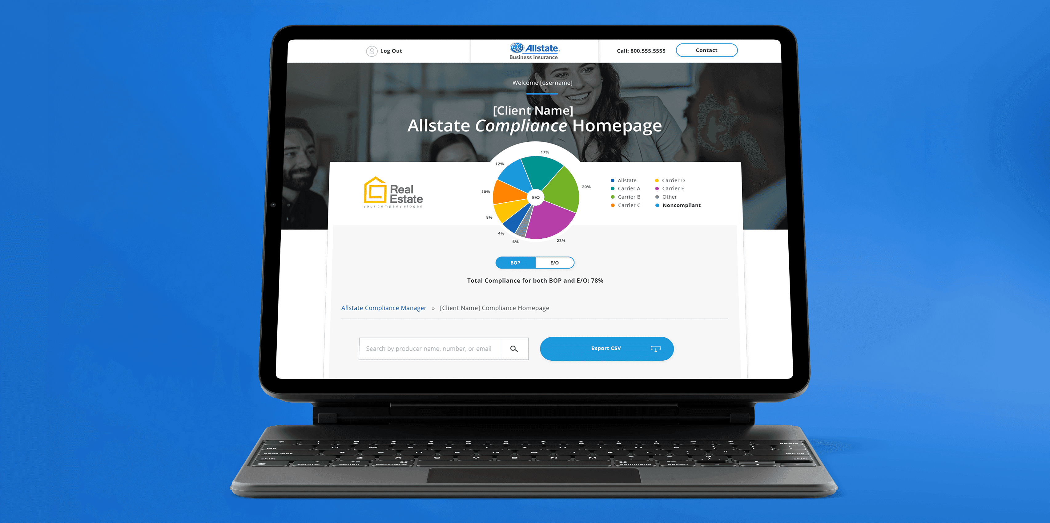Business Insurance Portal and Agent Website Design for Alltate Insurance