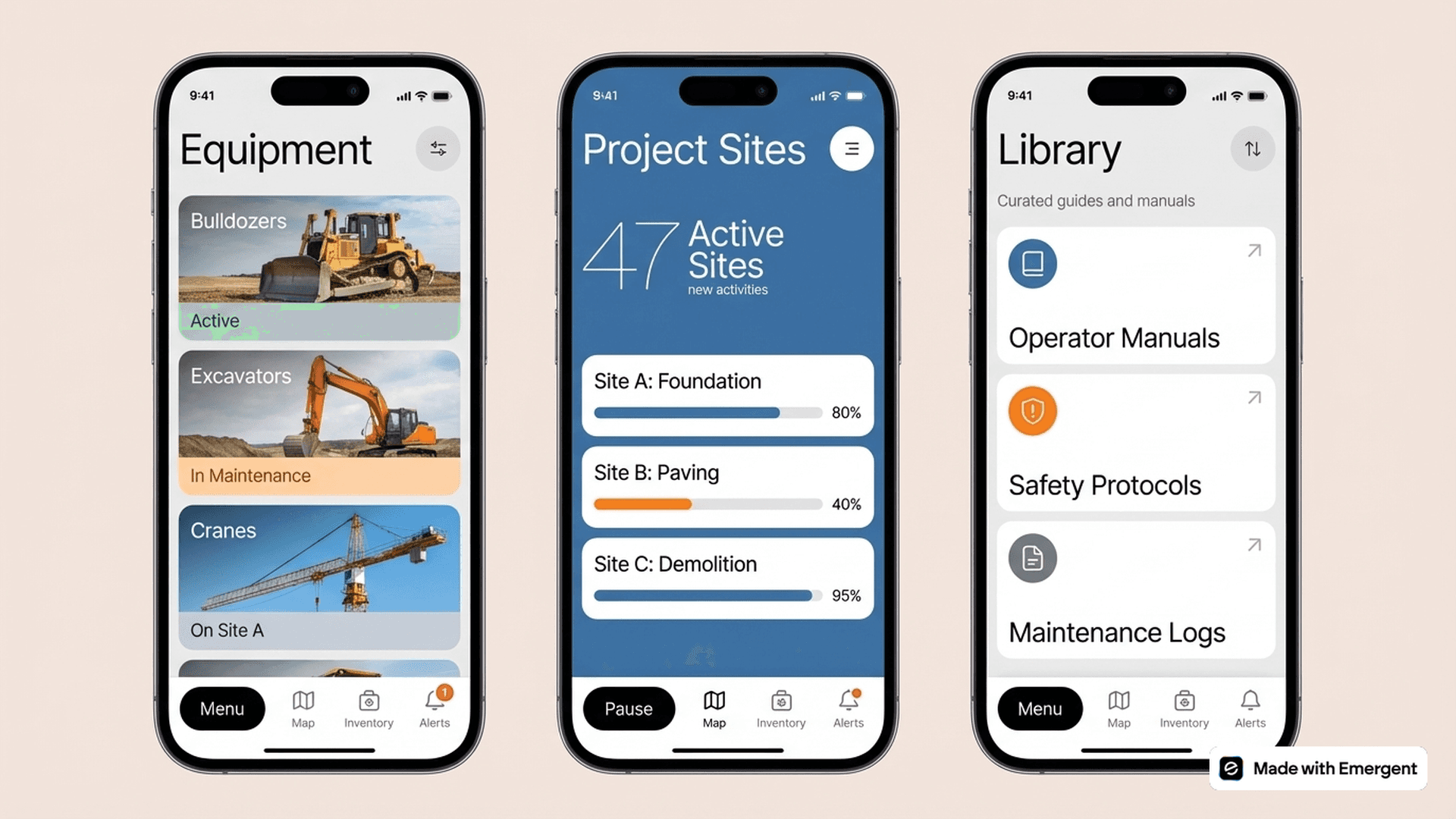 Construction Equipment Tracking App Made With Emergent