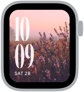 lavender hour Apple Watch face preview 4 featuring floral and summer.