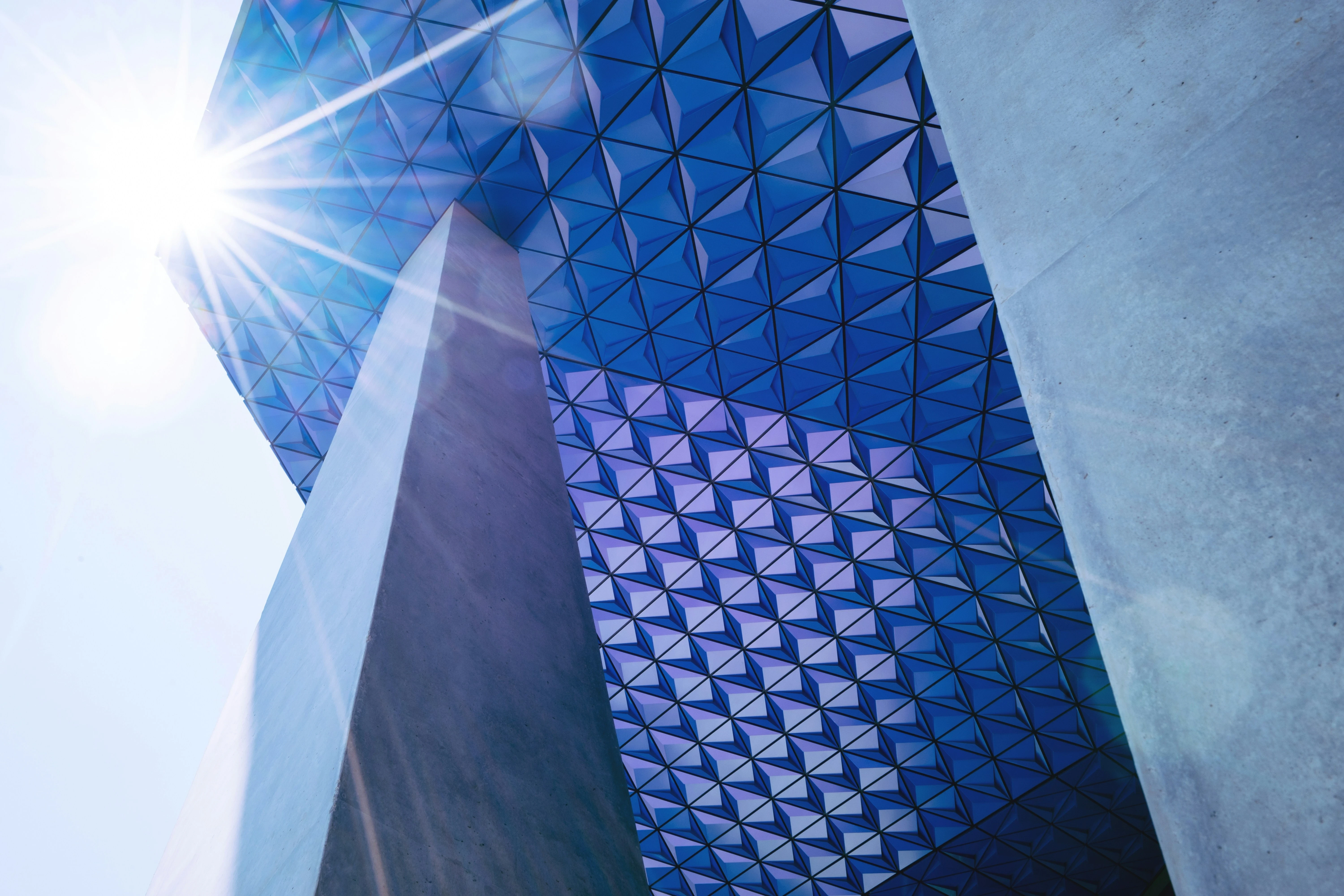 Picture of a purple building shining with the sun