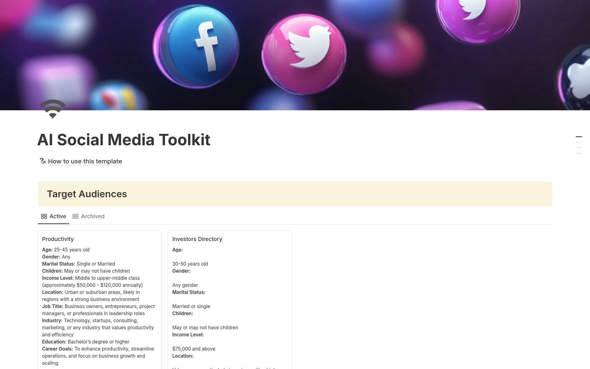Social Media Toolkit Dashboard Screenshot