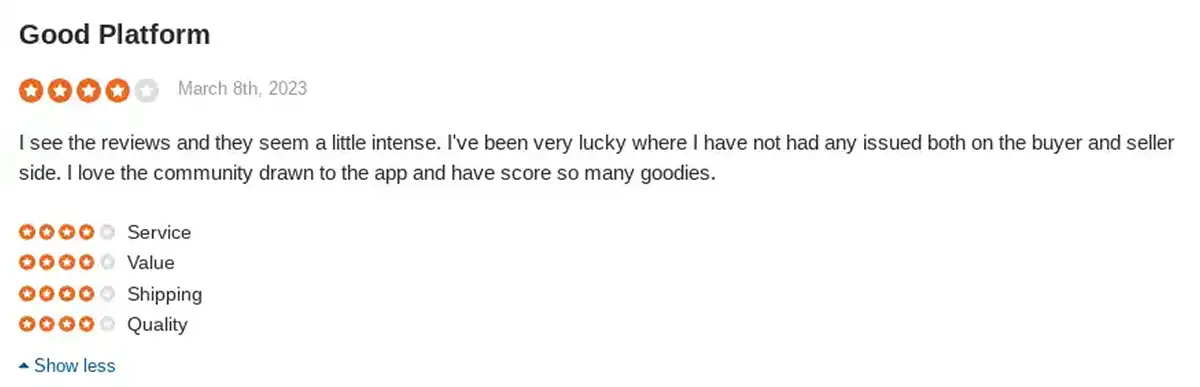 Depop Sitejabber Positive Review 1