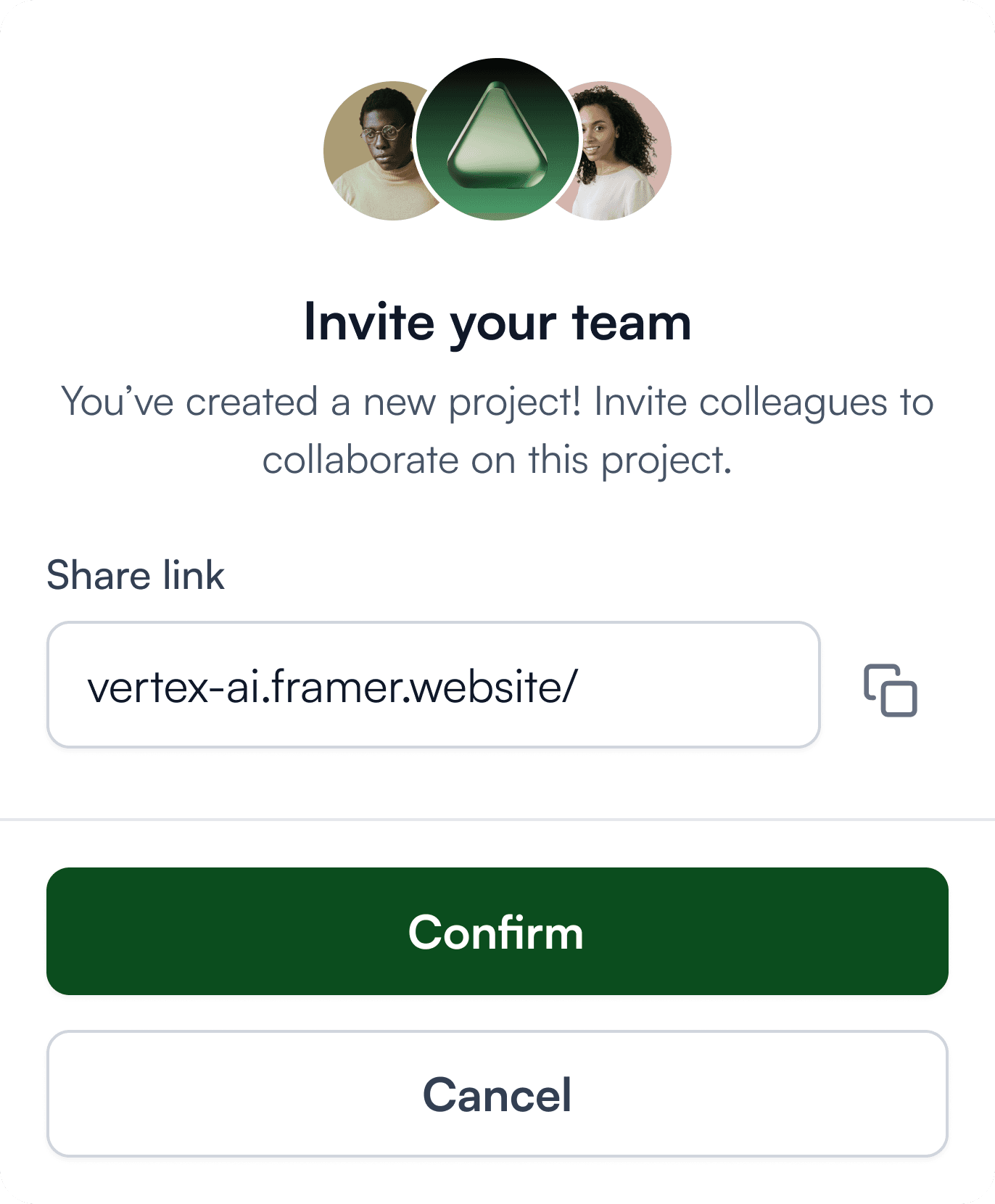 An "Invite YOur Team"modal interface