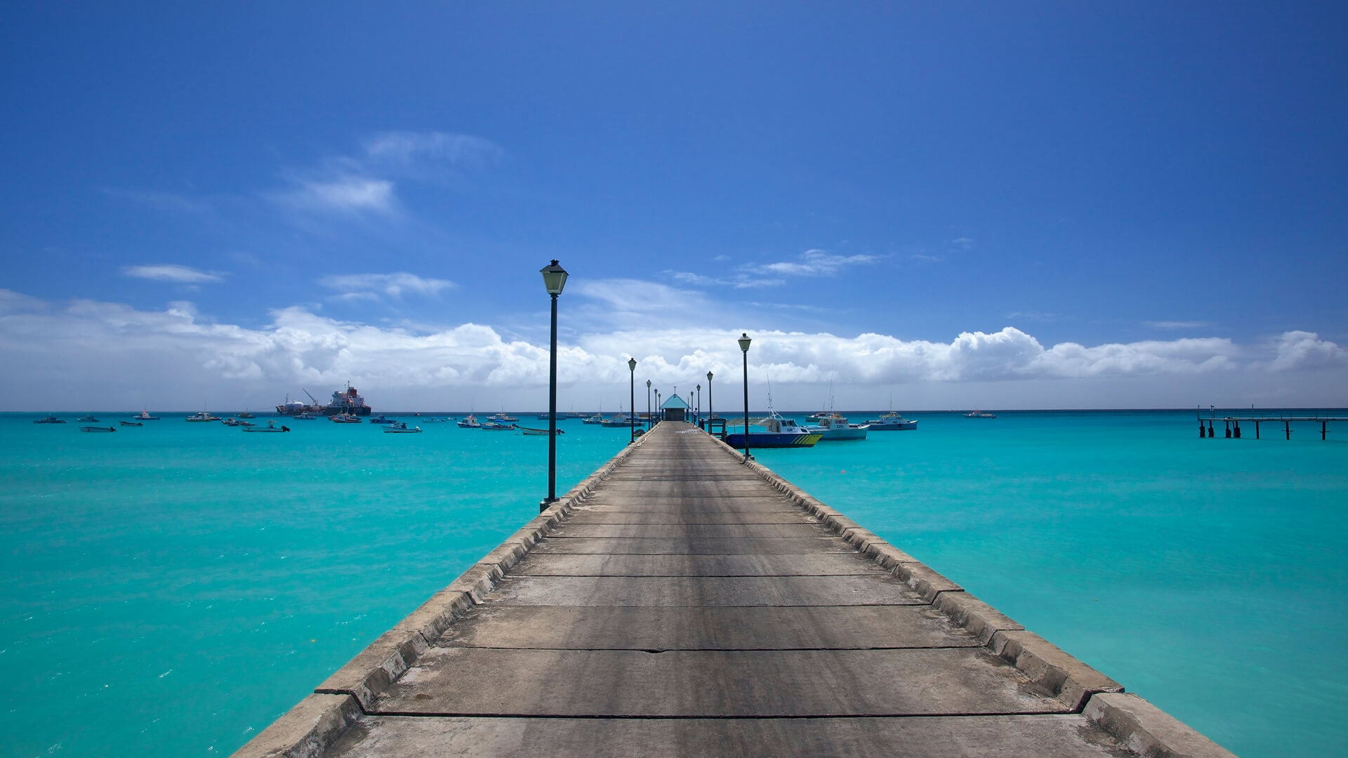 Pier over turquoise water