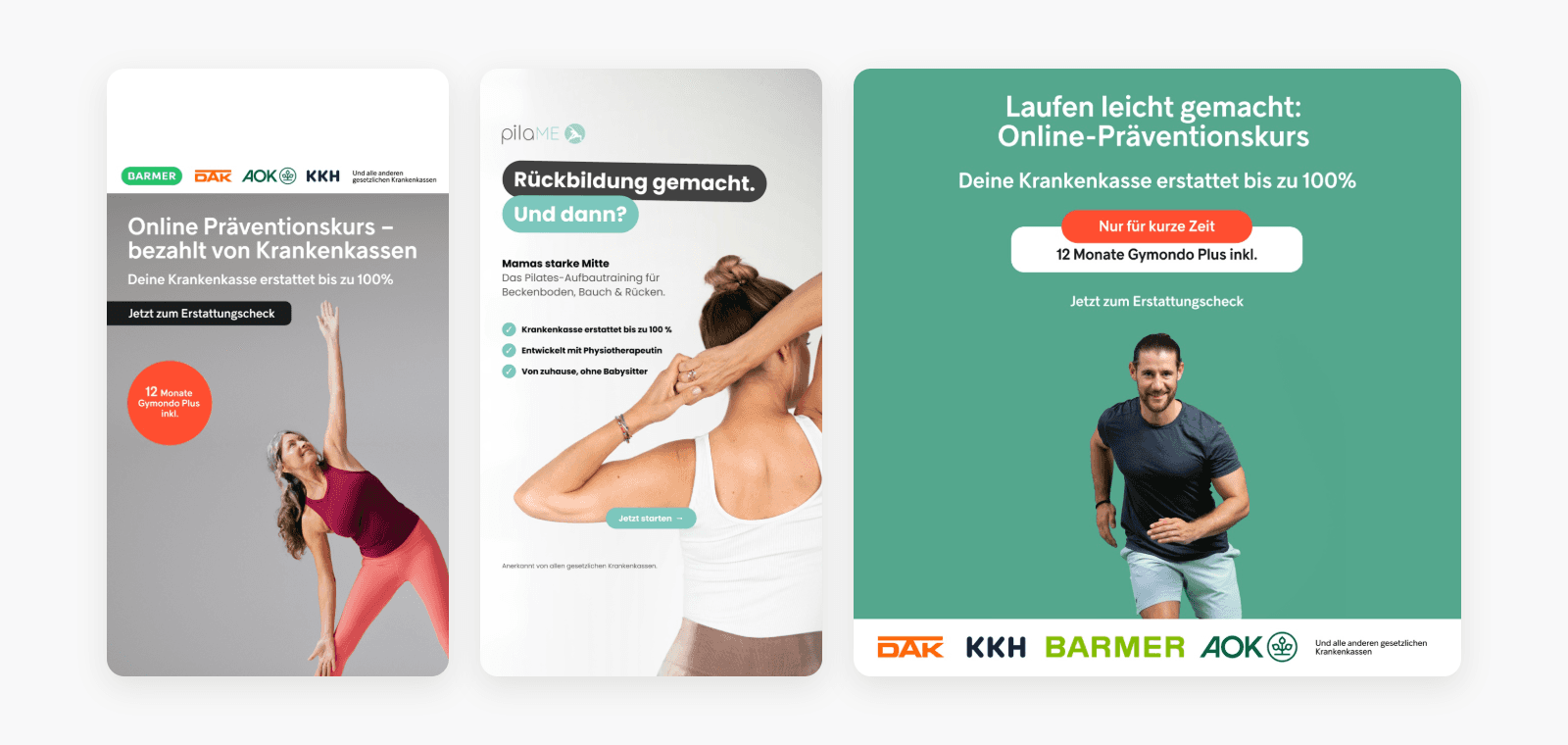 Gymondo, Pilame and Gymondo creatives side by side