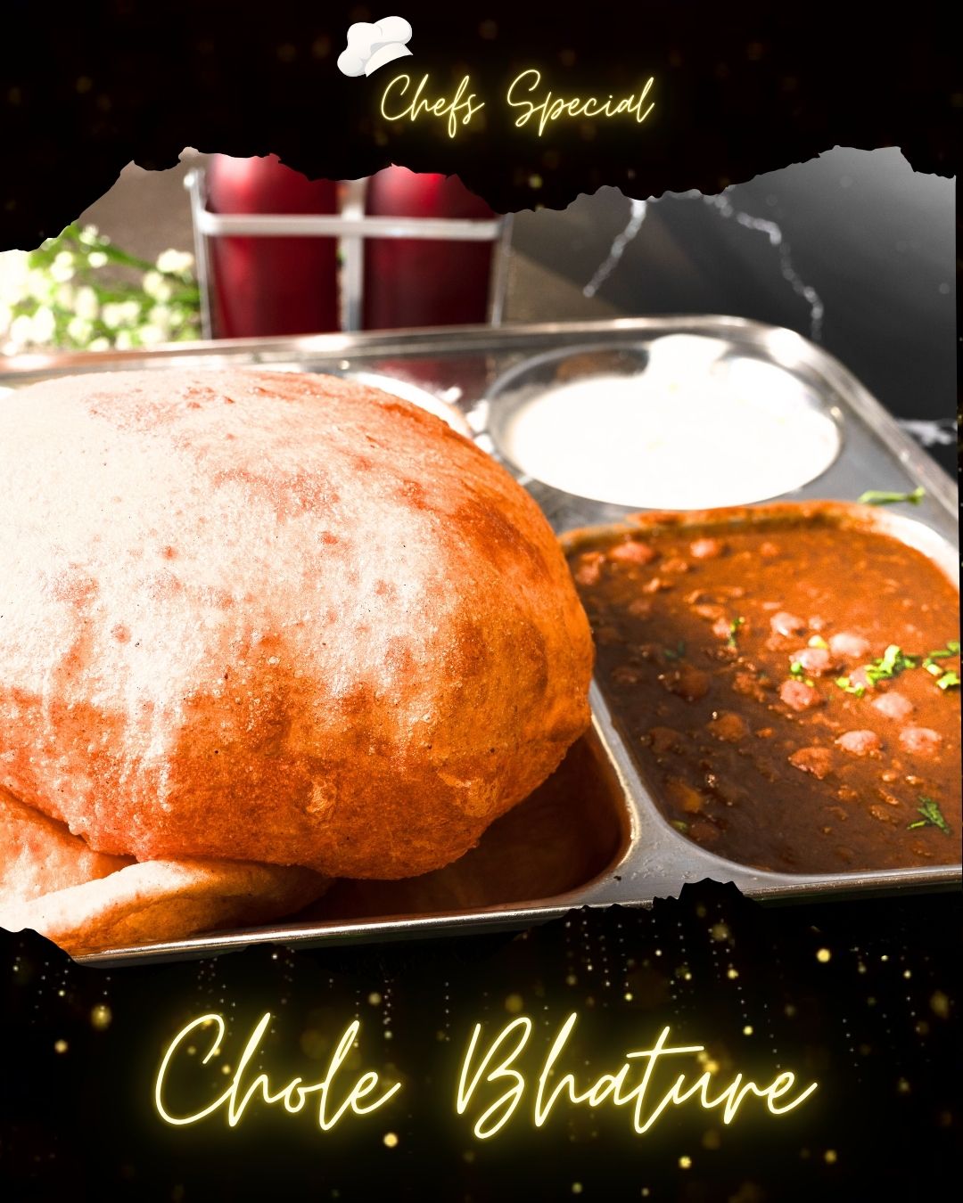Fluffy Bhature with spiced Chole — authentic Punjabi breakfast at Ustaad G76 BC