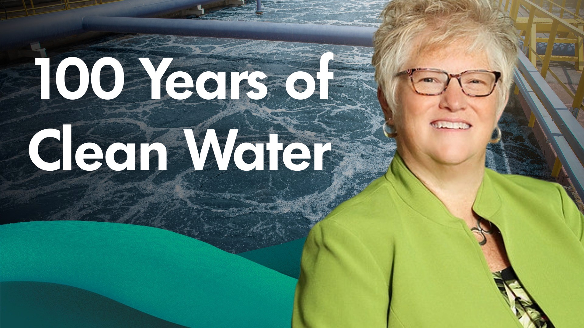 Image of ReWa CEO Rebecca West with the caption "100 years of clean water" next to her for her appearance on Simple Civics: Greenville County Podcast