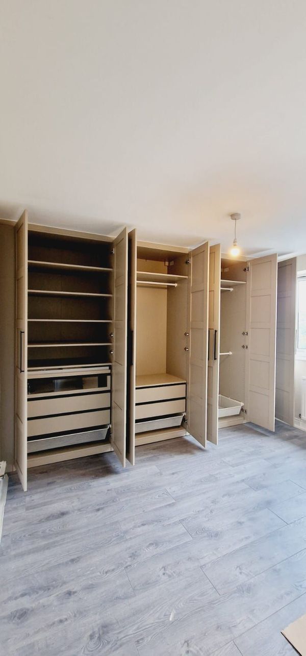 cream wardrobe with doors open