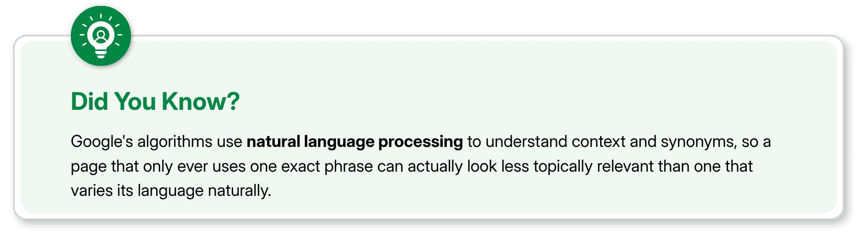 Did you know explaining how Google's NLP algorithms use context and synonyms for SEO relevance