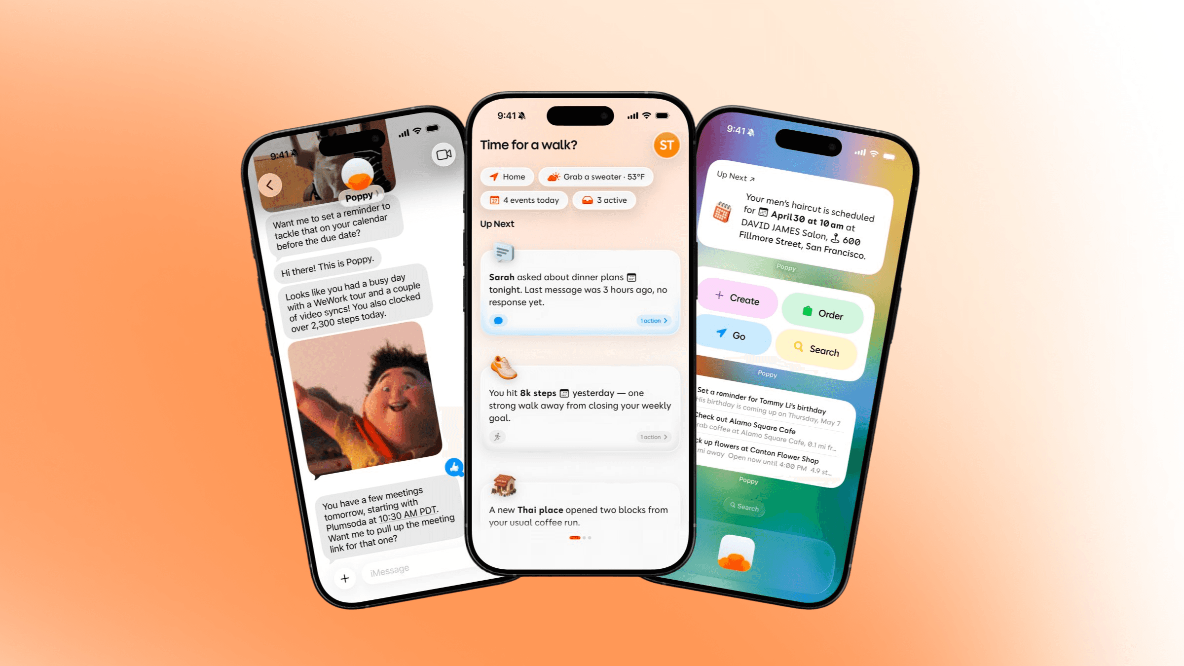 Poppy home suggestions and message widget