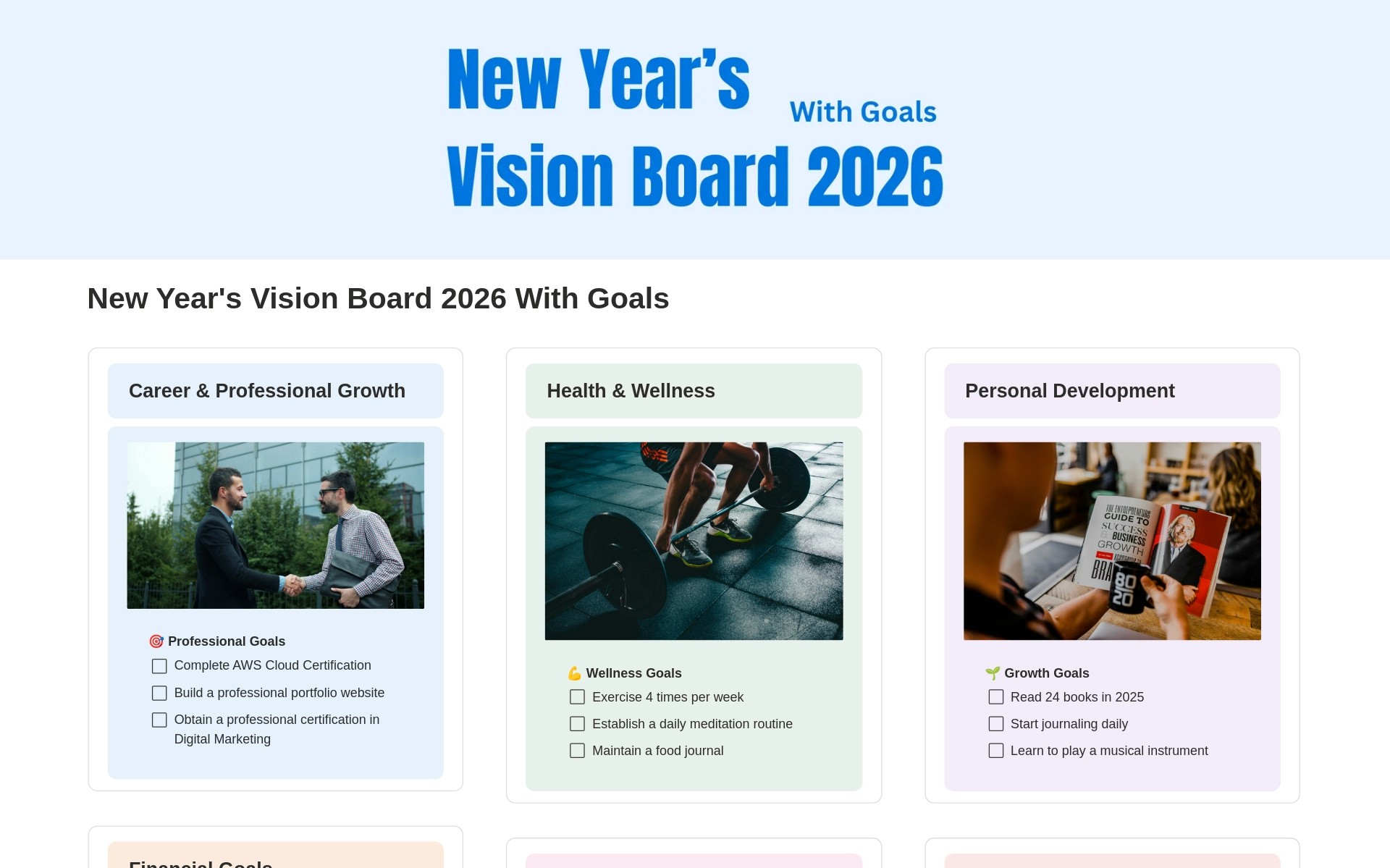 New Year's Vision Board Notion Template