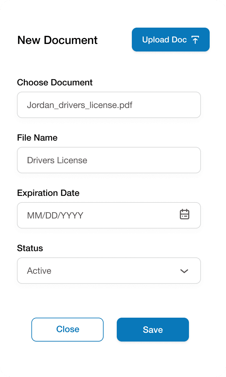 Document upload form.