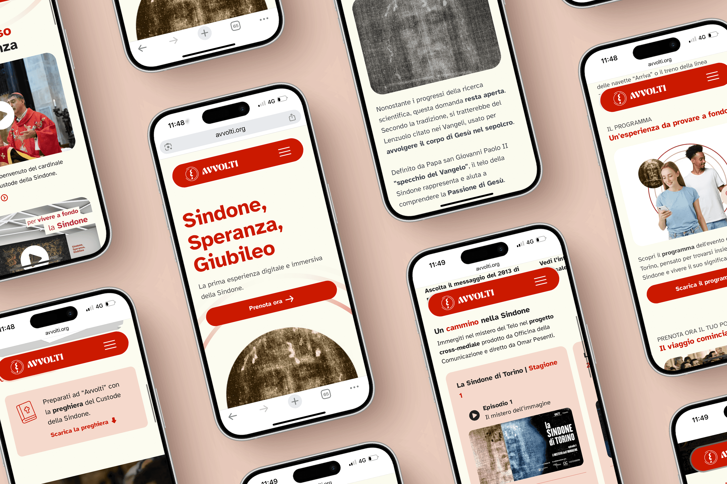 Screens delle diverse sezioni della piattaforma