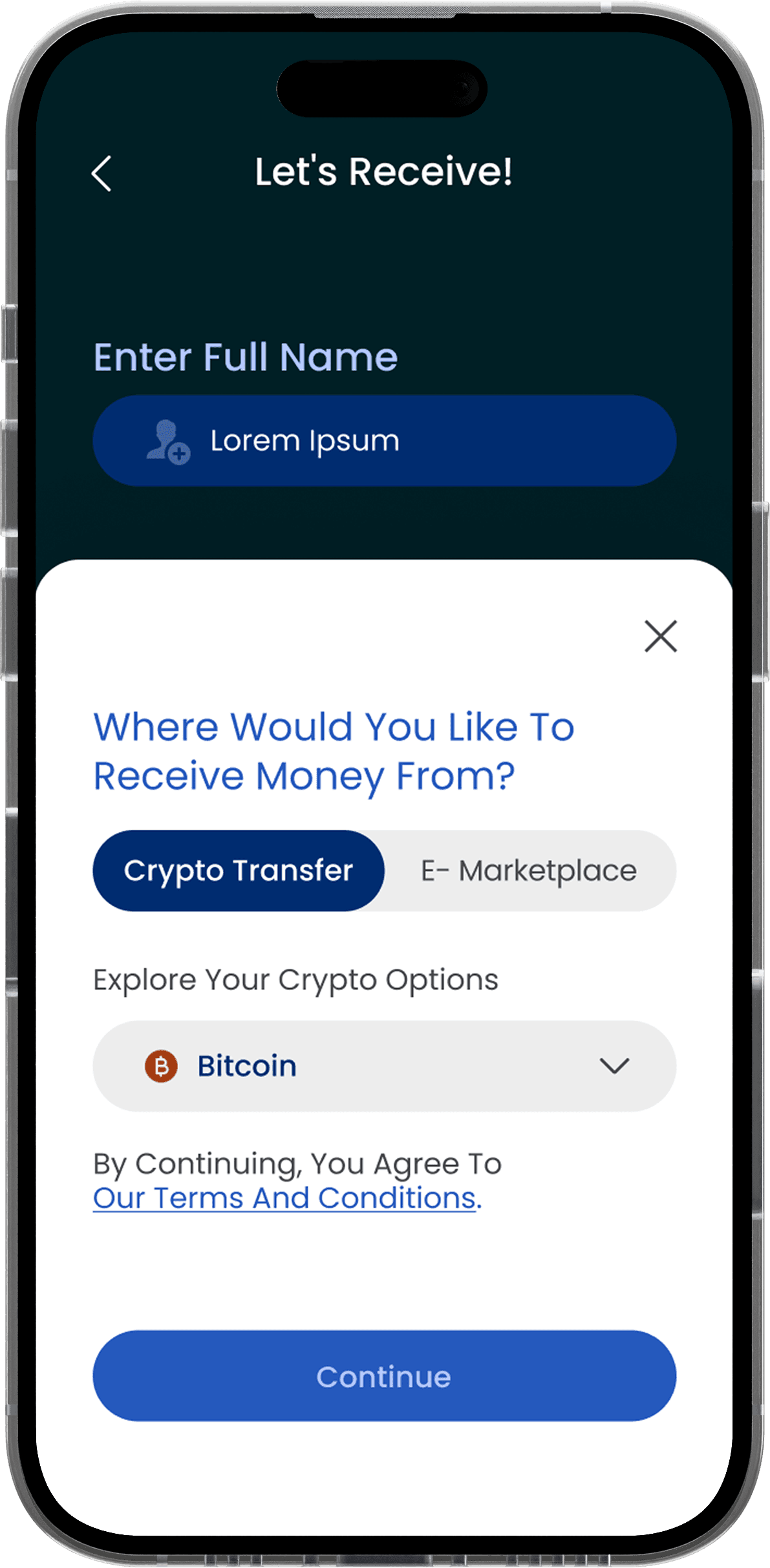 receive money Screen Mobile App Design PNG Image