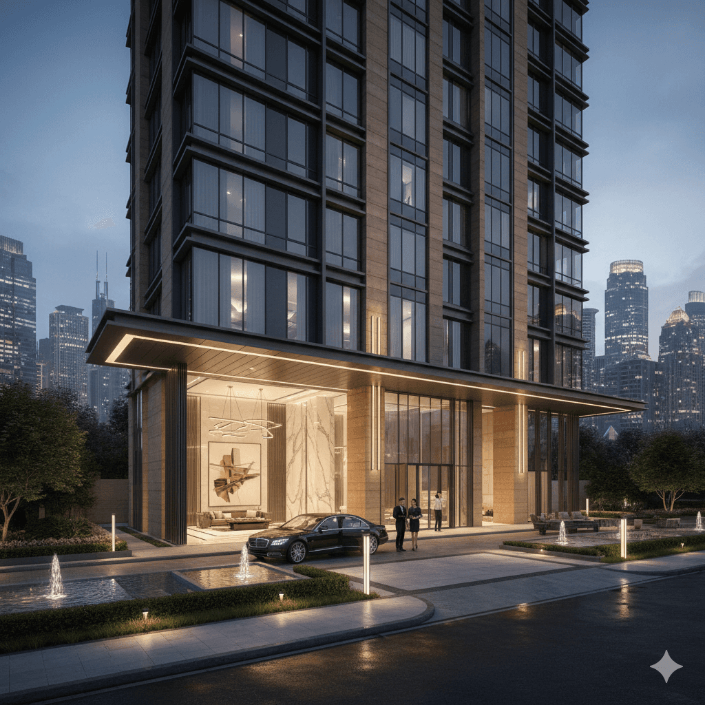 Elegant double-height lobby and premium lifestyle amenities at M3M Sector 103 luxury housing