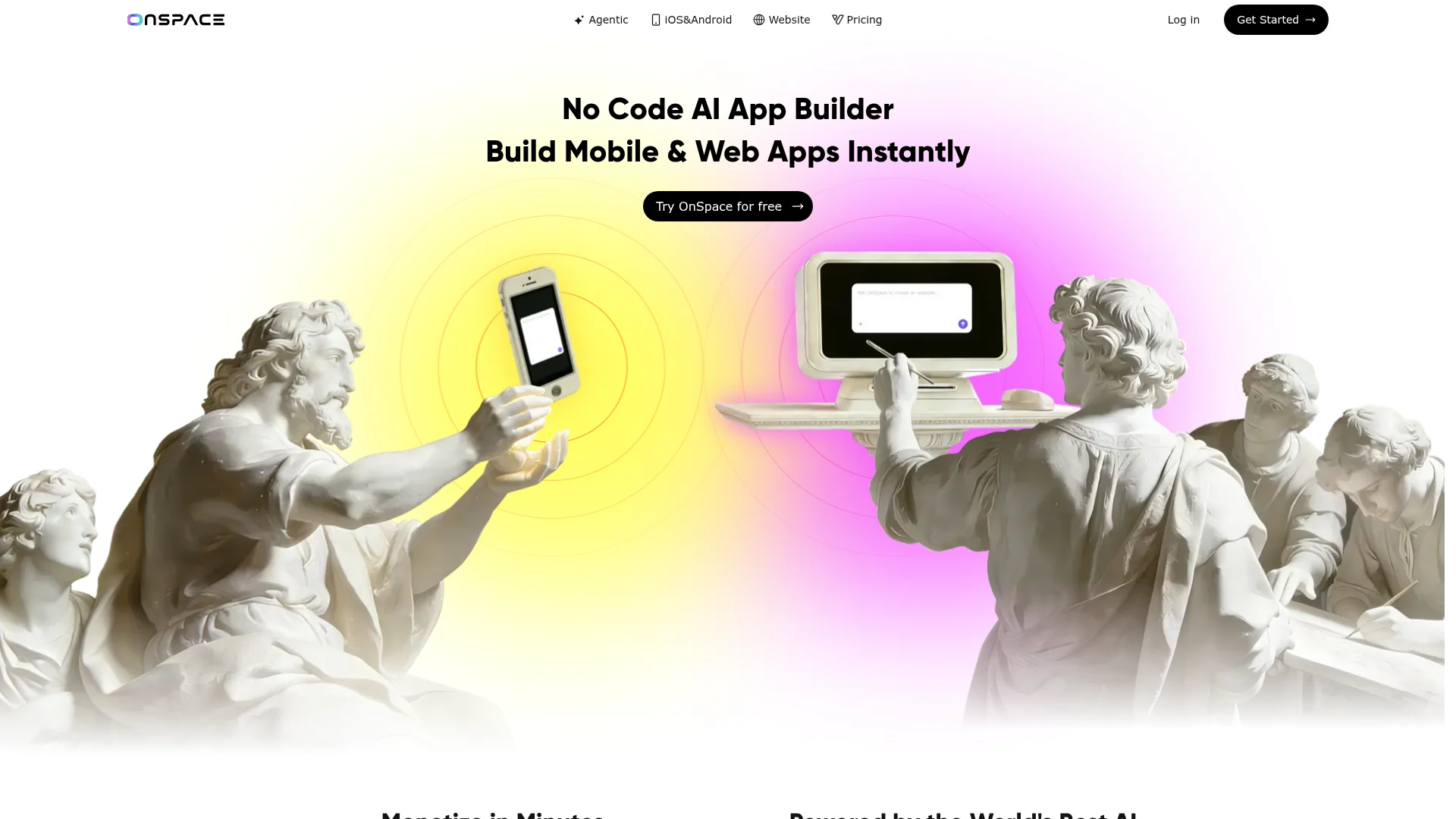OnSpace AI app builder homepage