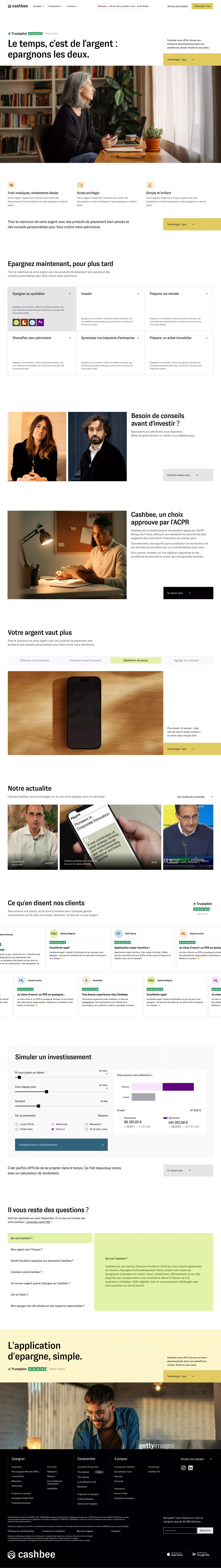 Cashbee landing page screenshot showcasing Finance and Tech design
