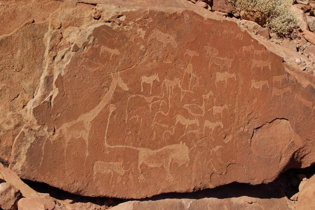 Rock engravings found in Twyfelfontein, Namibia