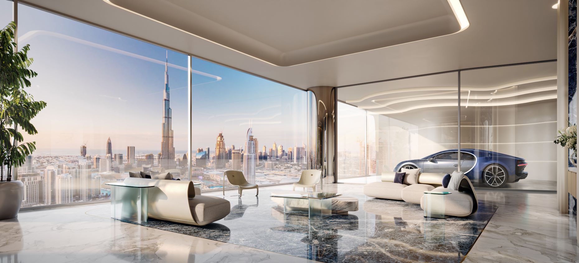 Binghatti Bugatti Living room penthouse interior