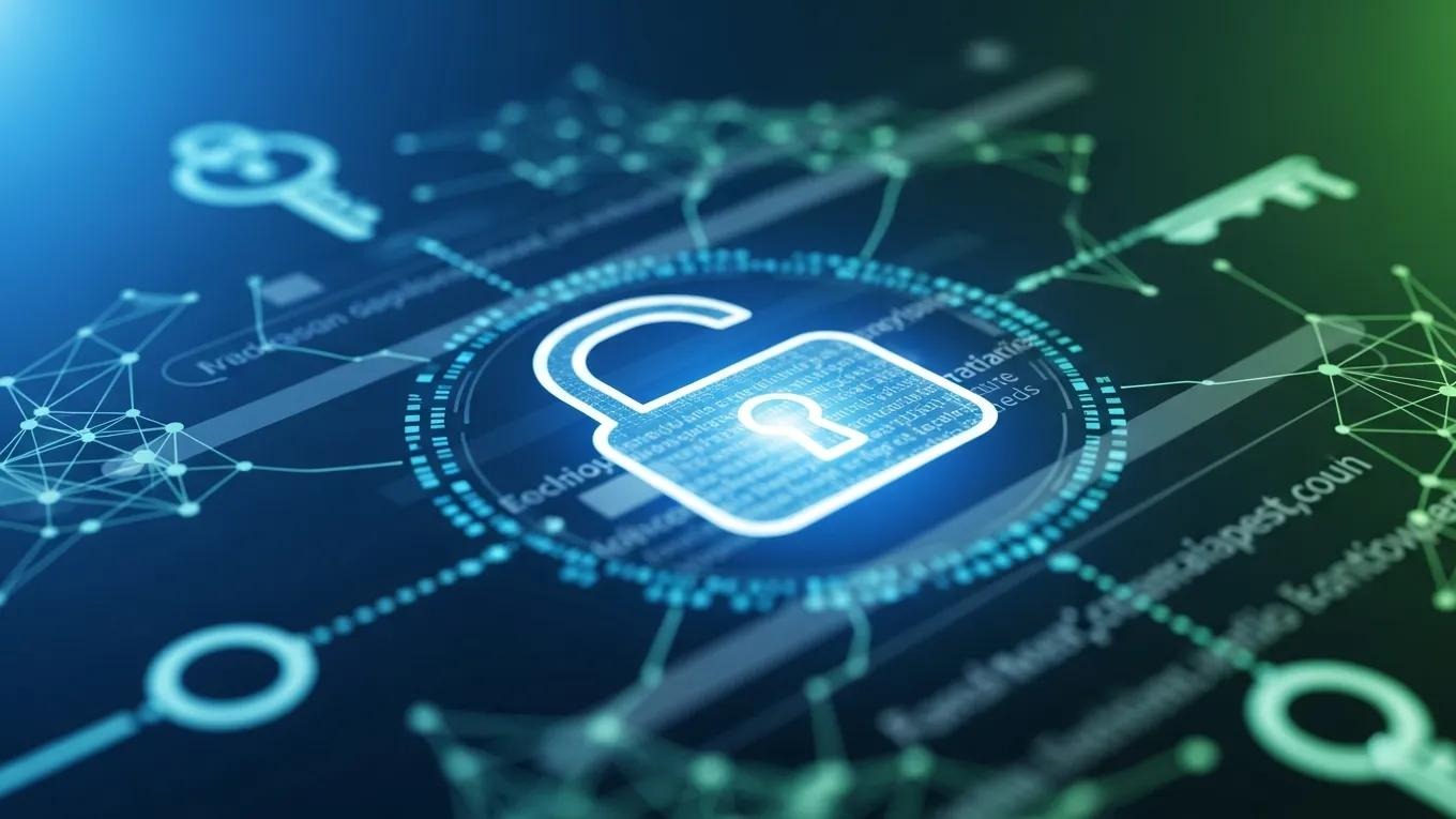 Illustration of encrypted browsing tools with a digital lock symbol