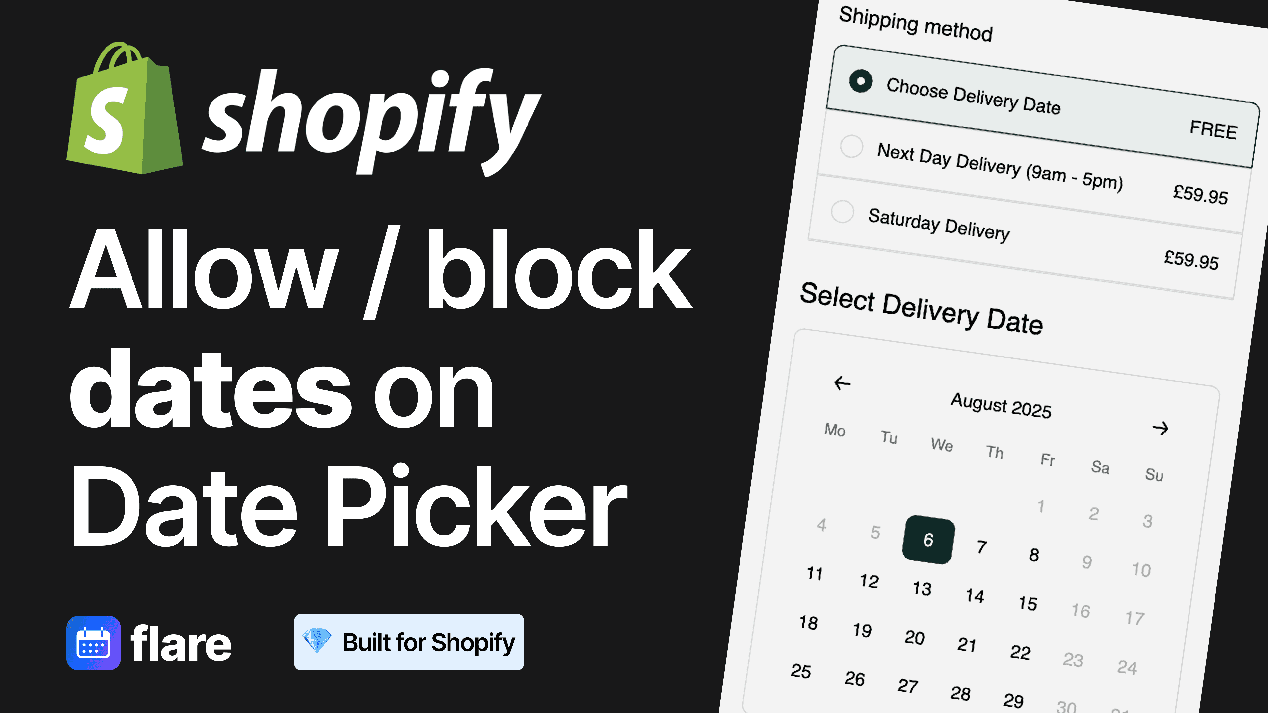 Allow or block available dates on Shopify Date Picker