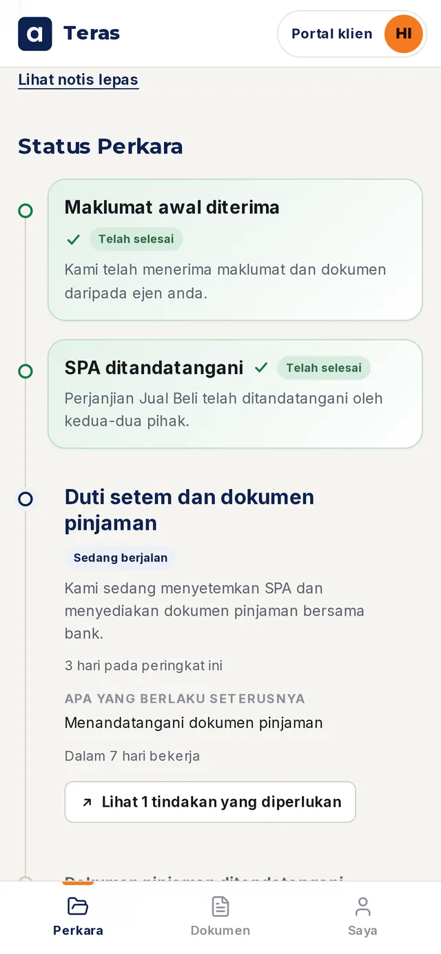 Paparan klien. (Data contoh)