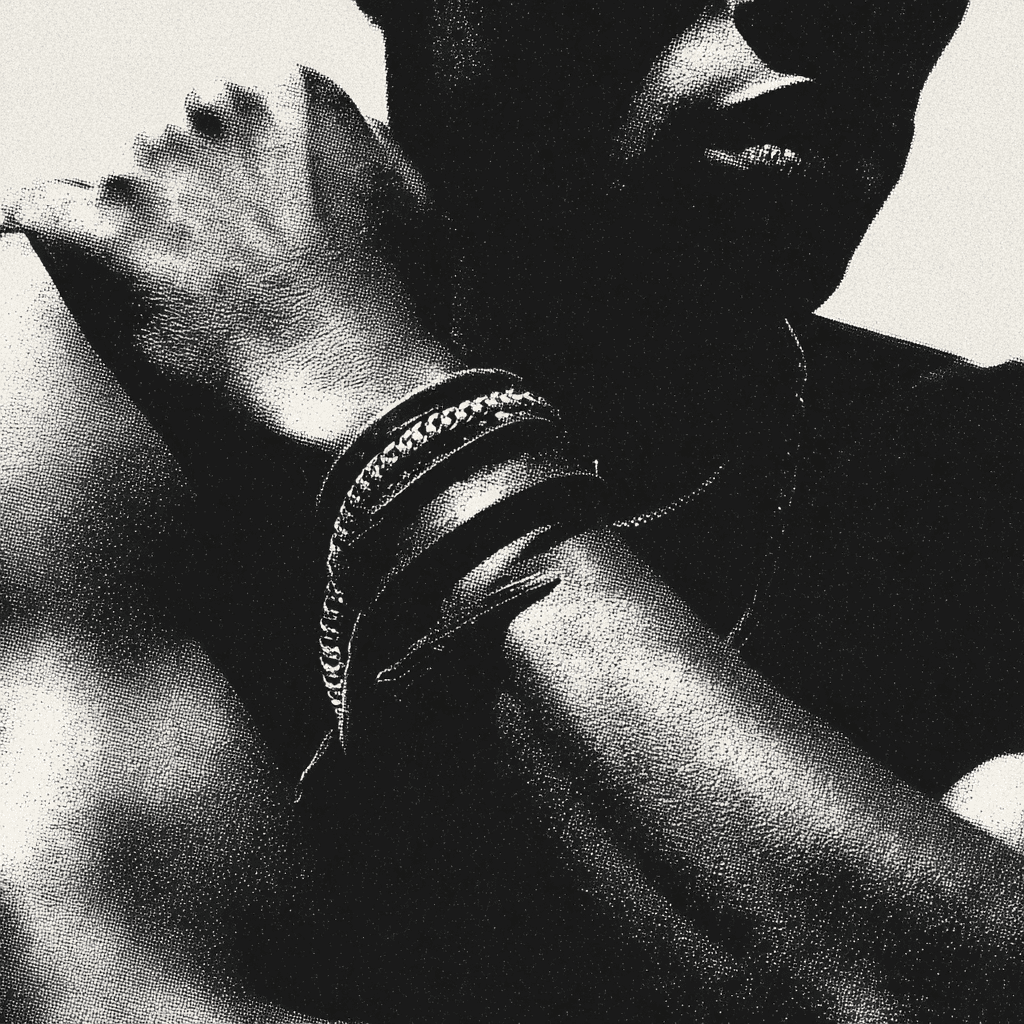 Aventi Studio Product Engineering: Macro photography of distressed leather and metallic hardware. Harsh industrial lighting highlights surface micro-imperfections and material authenticity. Demonstrates 'Consistency at Scale' for e-commerce product detailing in a luxury context.