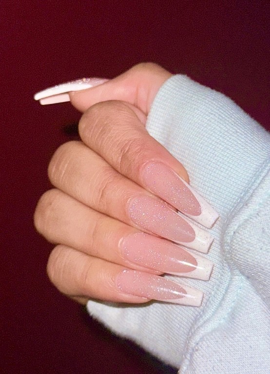 Pink ombré Gel-X nails at luxury nail salon in Naperville