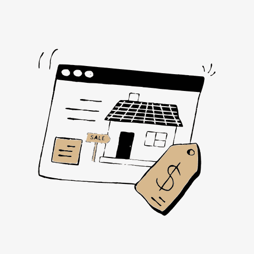 Property listing with a price tag, representing quick, hassle-free home sale for sellers