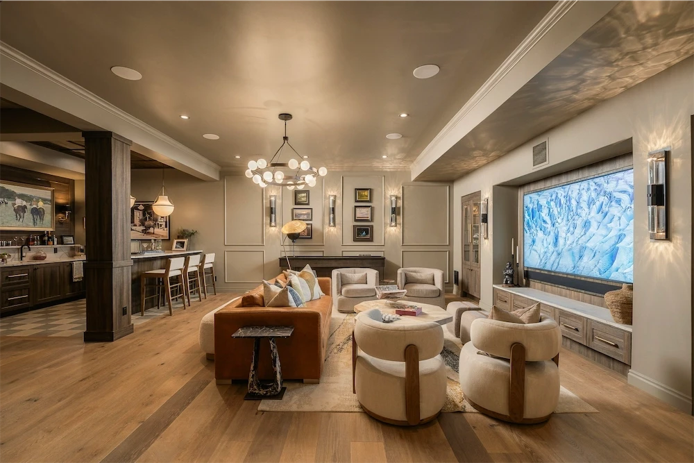Chef’s kitchen and open living space at 1408 Cliffbrook Drive