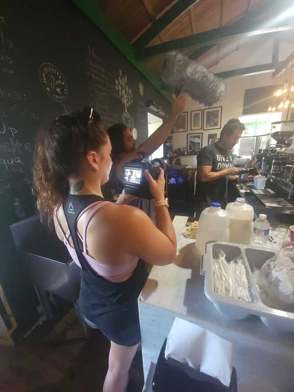 Behind the scenes footage being filmed at an indoor location during production of Puerto Ricans on the Rise