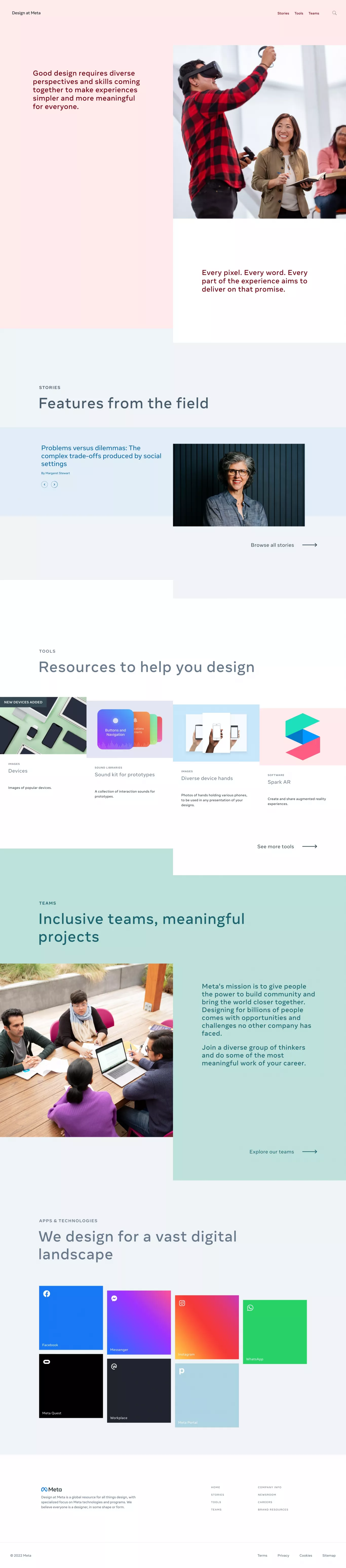 Facebook Design other page screenshot showcasing Design and Tech design