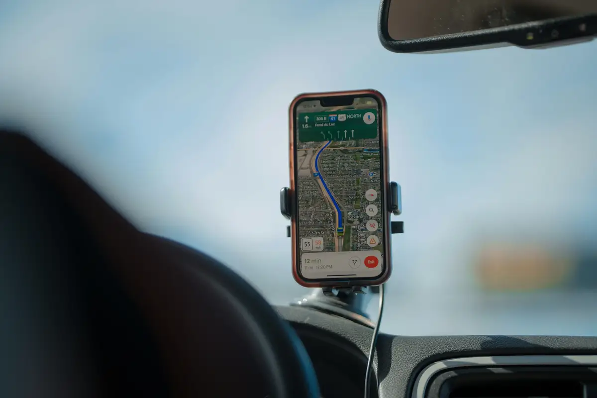 a smartphone and navigation app