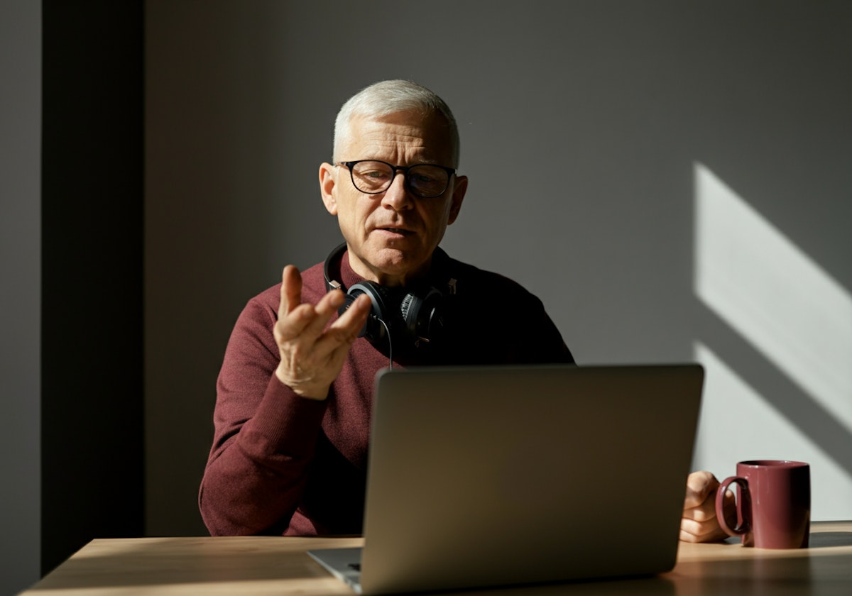 A patient talking to the doctor through videocall