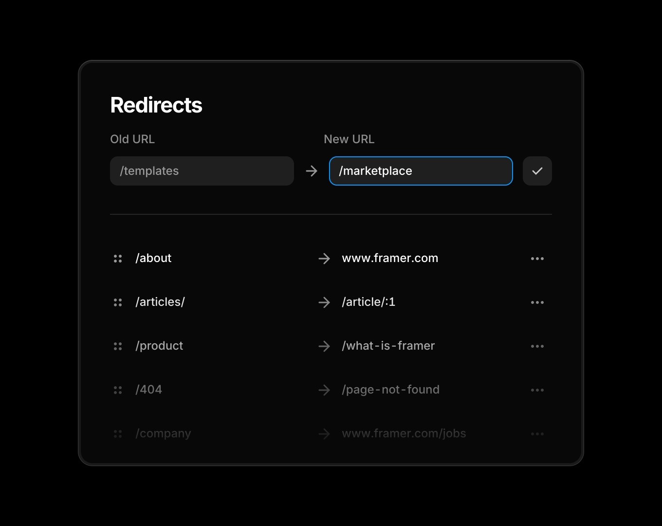Redirects in Framer