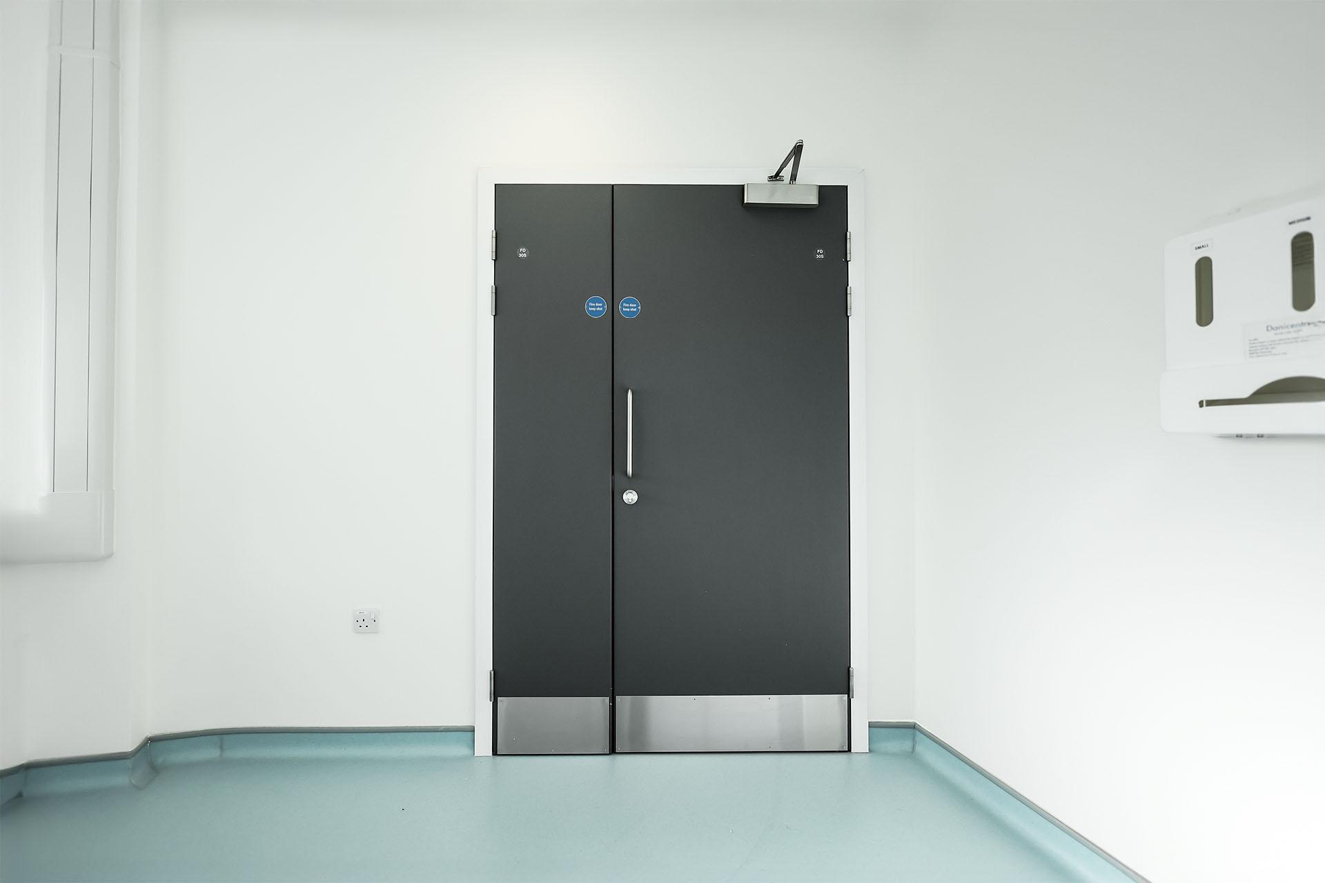 fire rated doorset single in a titanium finish