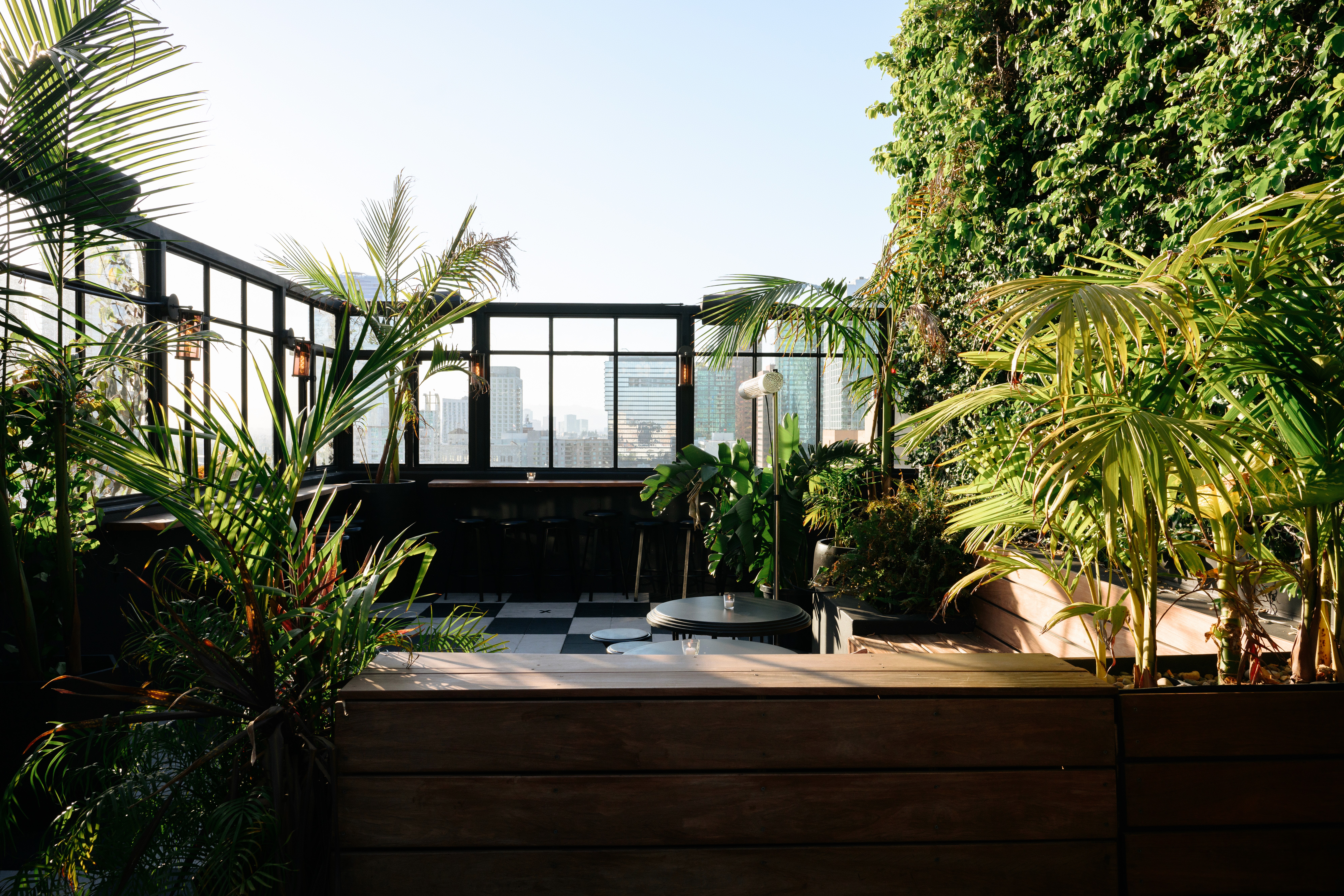 Rooftop bar with LA in the background