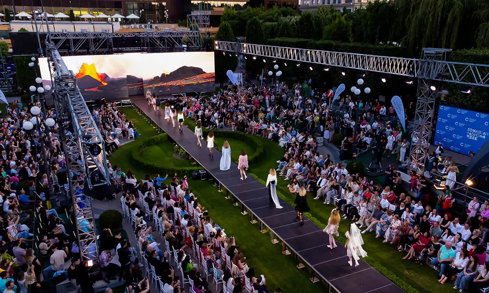Model girl in orange coat