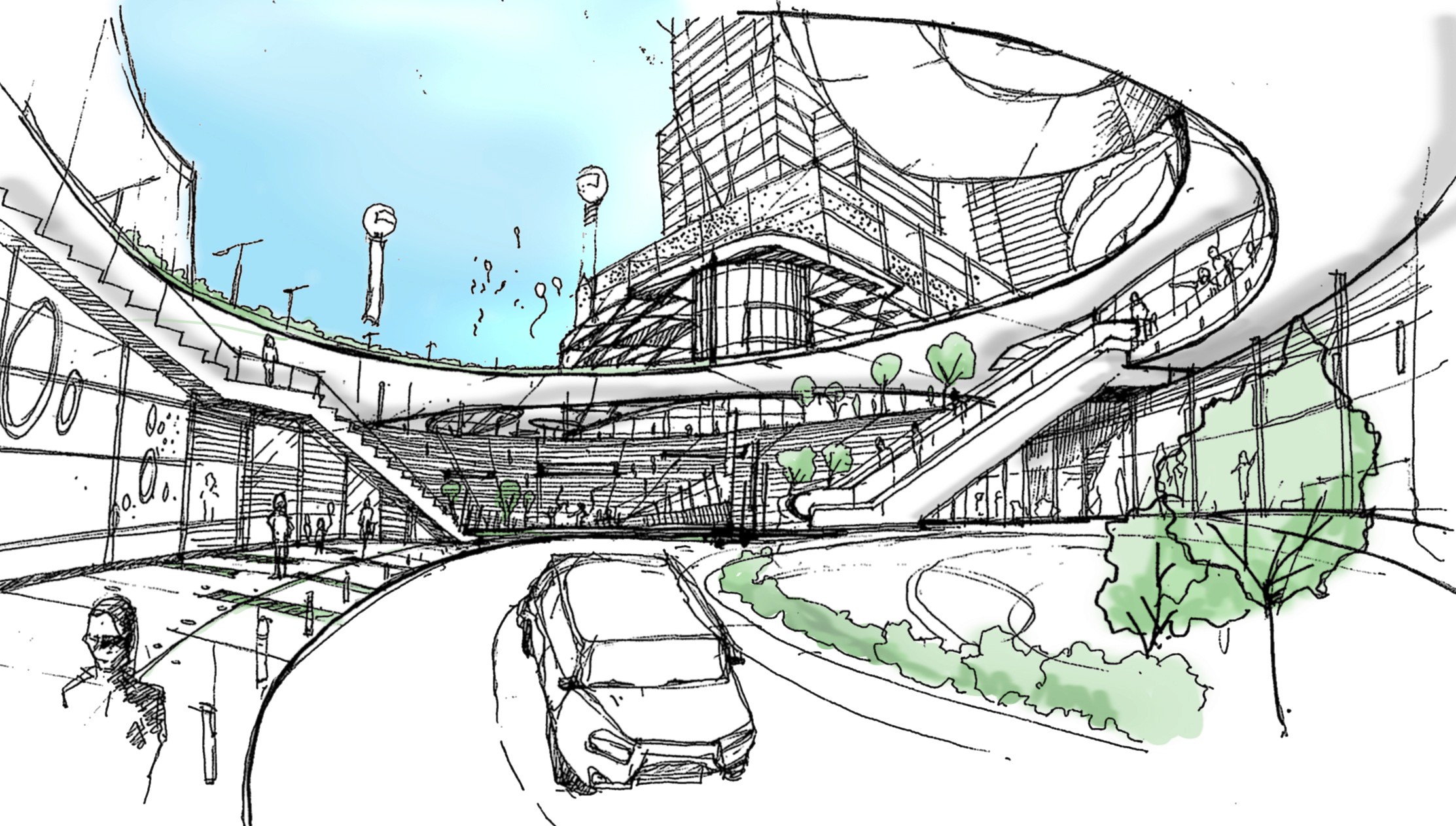 Concept sketches of Centrus project by Asima Architects