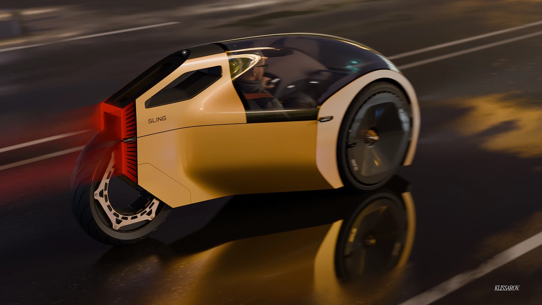 Sling Vehicle Concept Design Top rear three quarter view