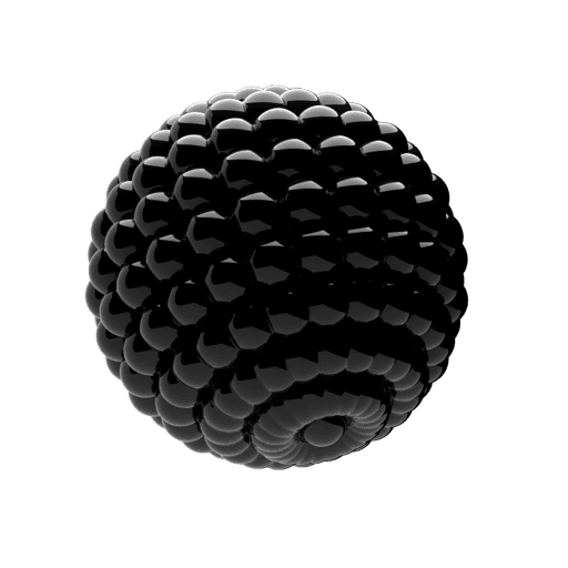 3D black textured sphere with intricate patterns, showcasing Portray Digital Agency's attention to detail and creativity in digital design, on a dark background