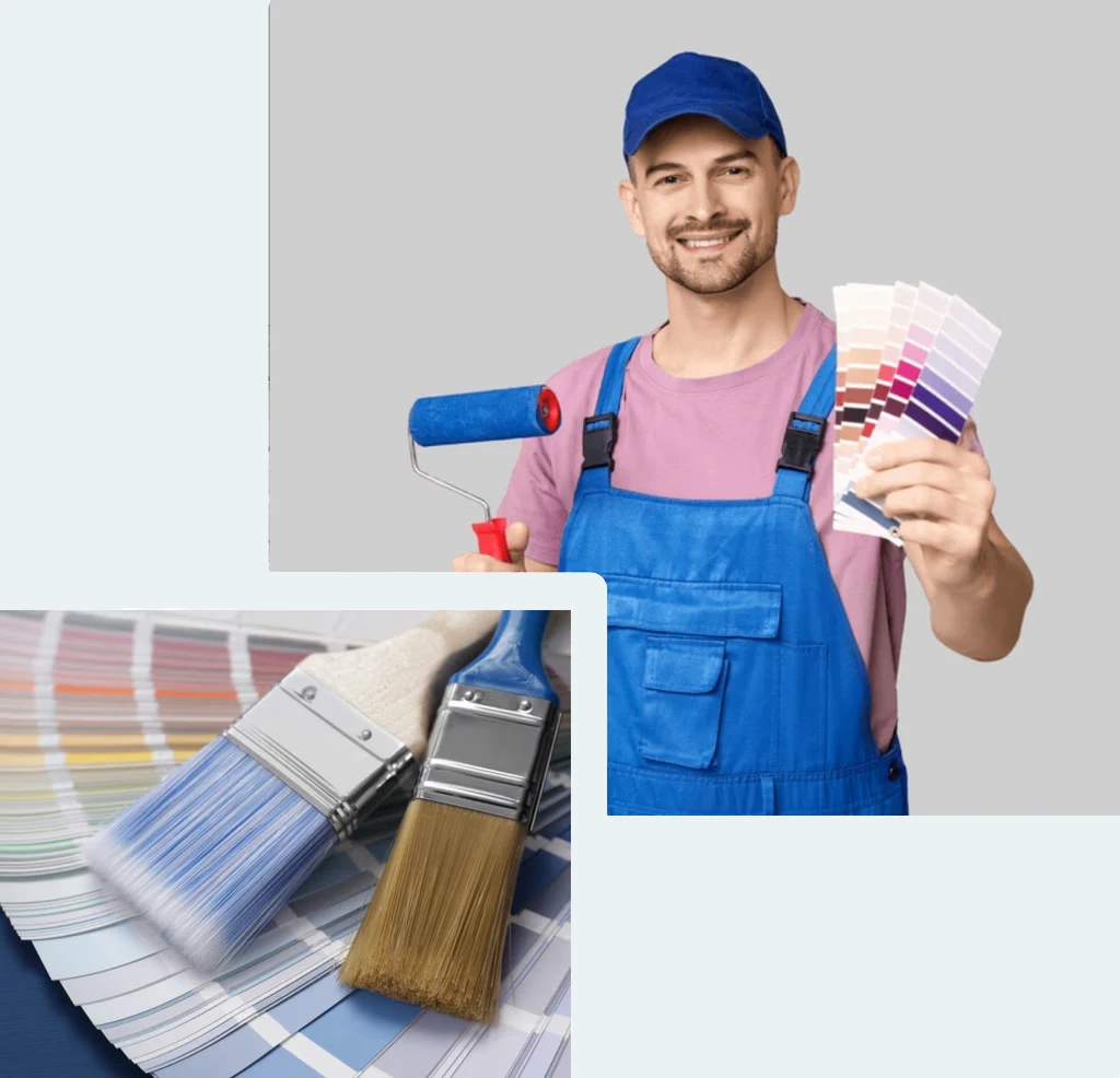 Maler mit Farbroller und Farbfächer Malerbetrieb Zürich