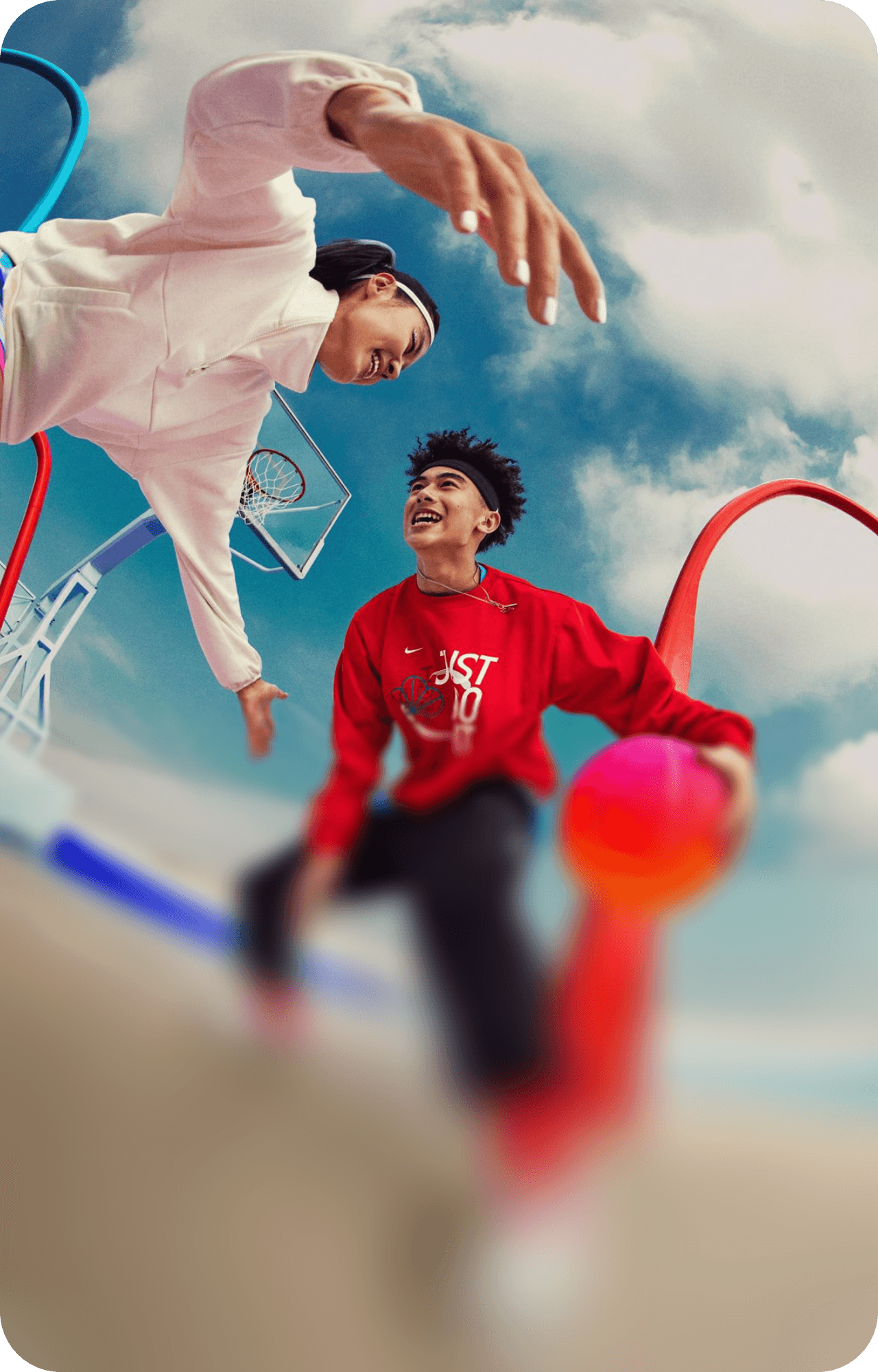 Basketball going through the hoop