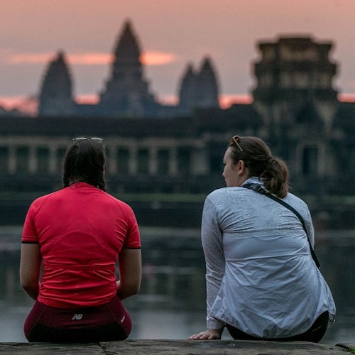 Witness a sunrise unlike any other at the beautiful Angkor Wat Temple, one of the largest religious monuments.