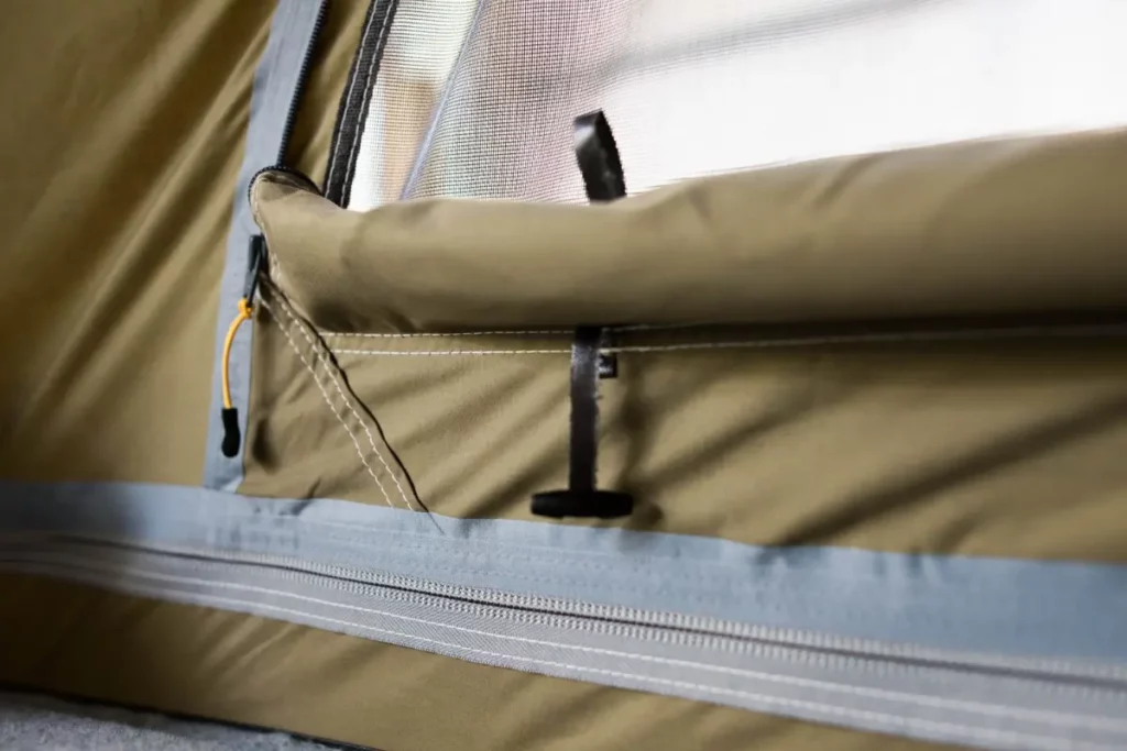 Mesh window on a VW Transporter pop top roof improves ventilation