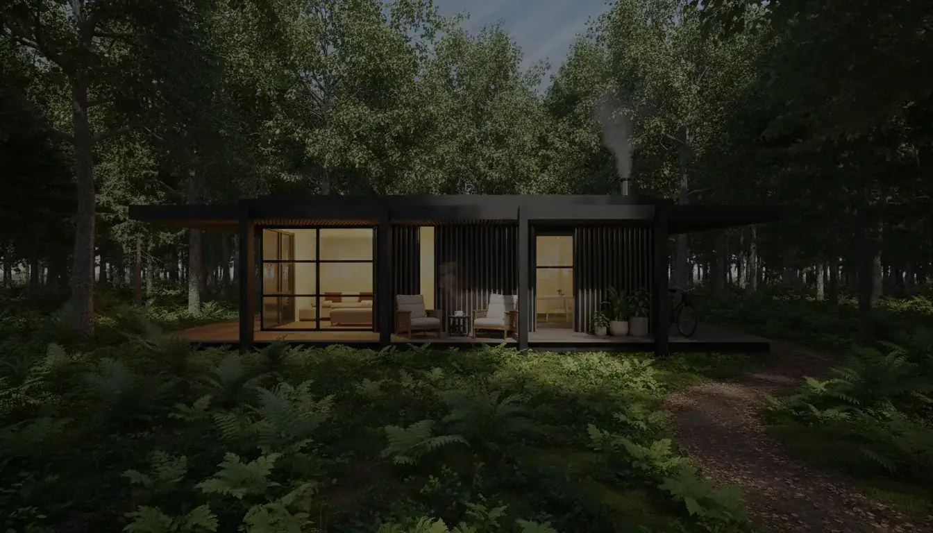 Écolodge Megyma à toiture plate végétalisable, lodge bois design Copacabanon