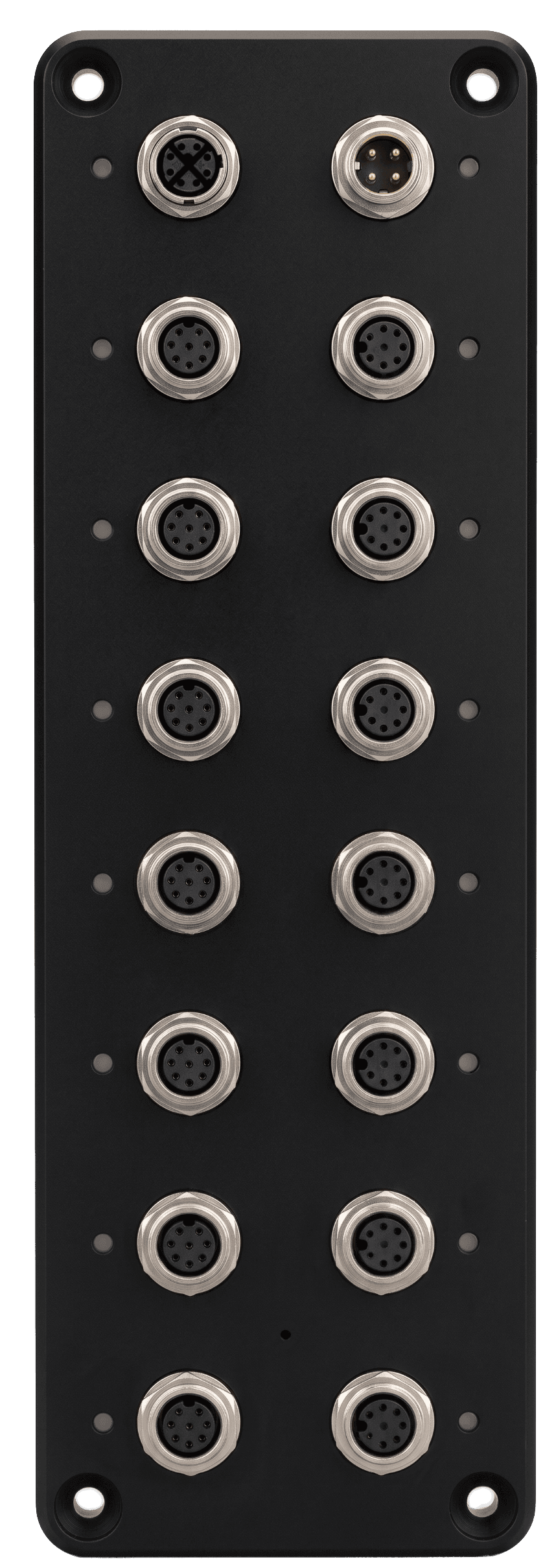 Close-up of the RESONIKS ARK141 Sensor Hub M12 connector panel