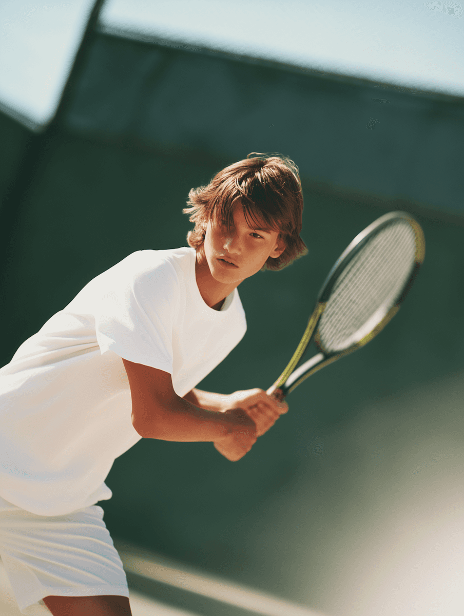 Young athlete playing tennis