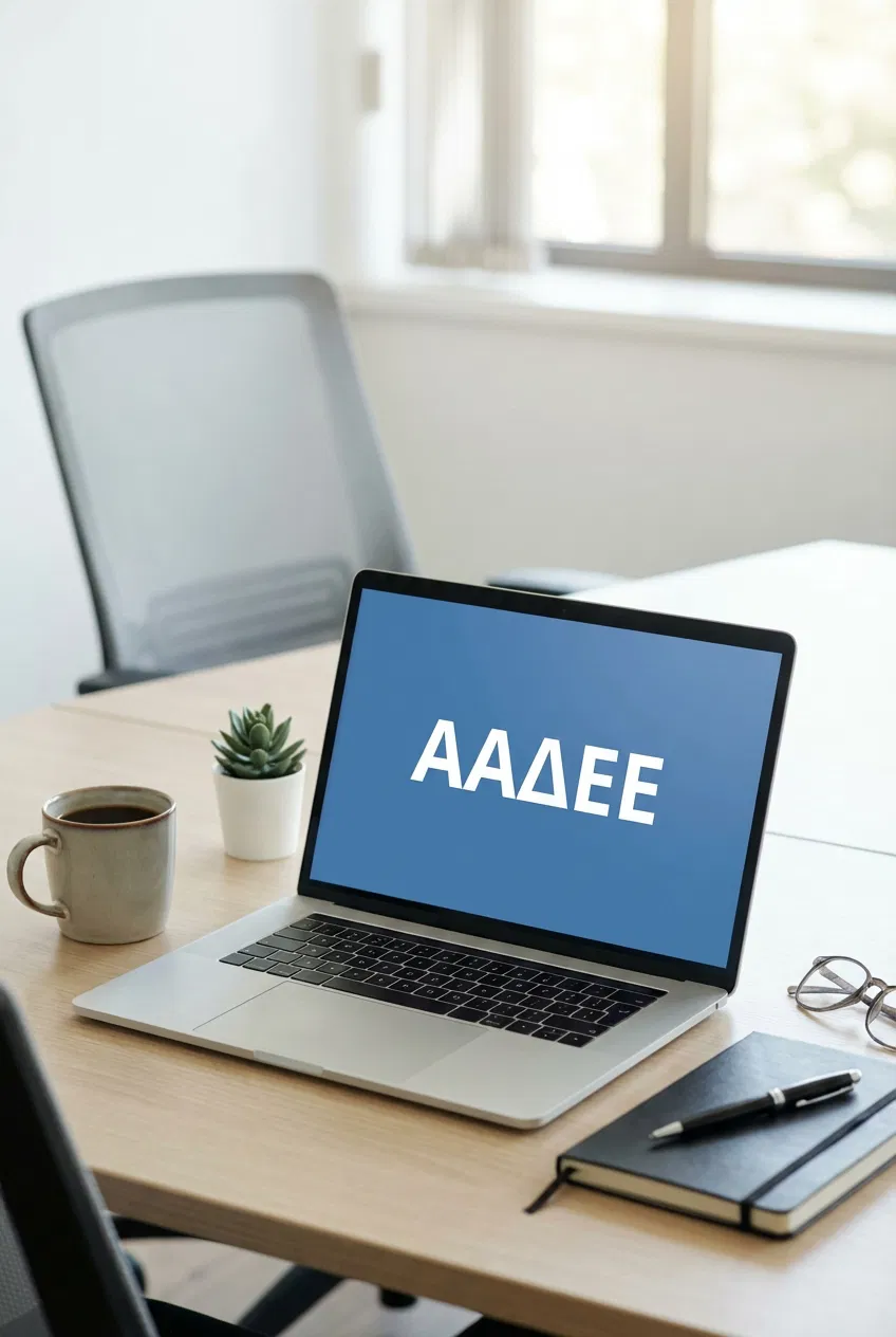 Header image depicting a digital workspace as Greece expands its tax enforcement technology